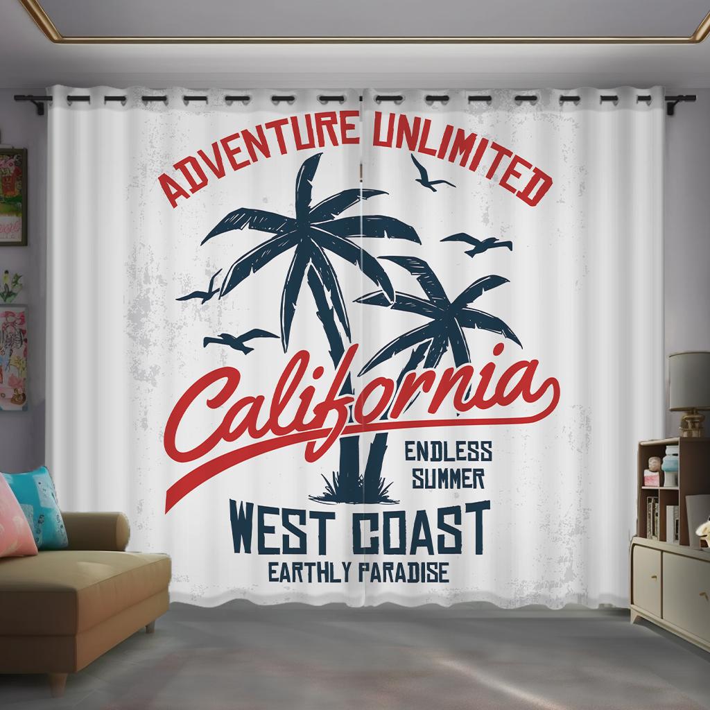 2 Panel American Vintage Industrial Curtain Custom Hipster Studio Semi-blackout Male Bedroom Living Room Kitchen Window Curtain