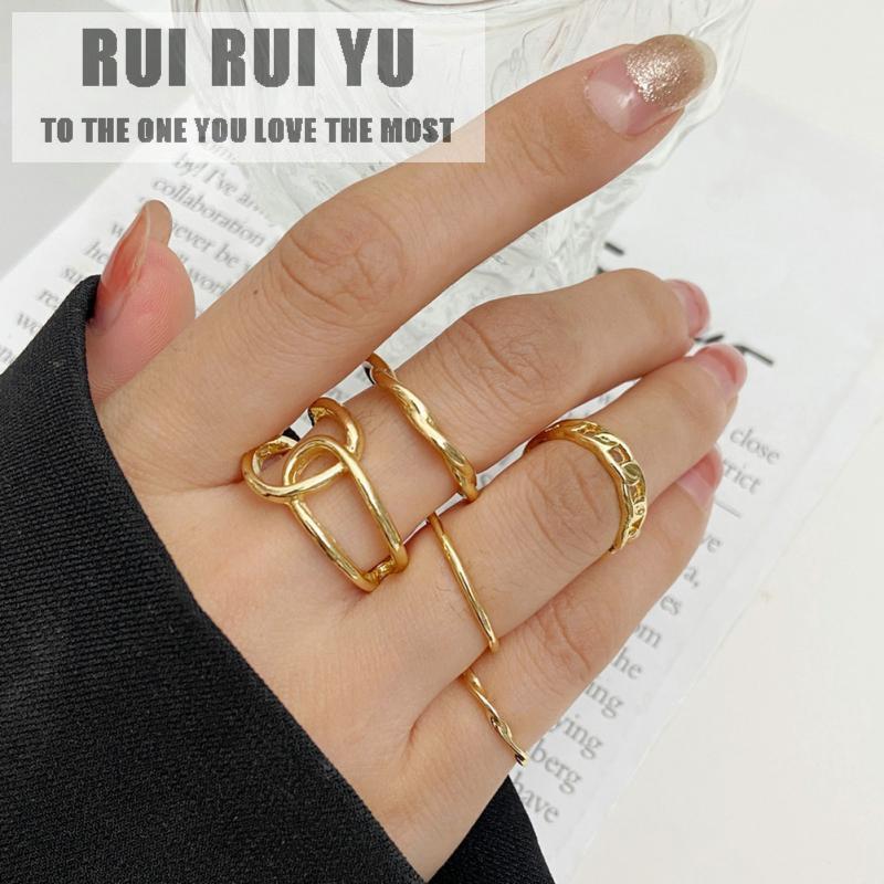 

RUI RUI YU 5 шт. / Комплект Набор колец из сплава Поворот Открытое кольцо Мода Крутой Стиль Простой Дизайн Кольцо Хвостового Кольца