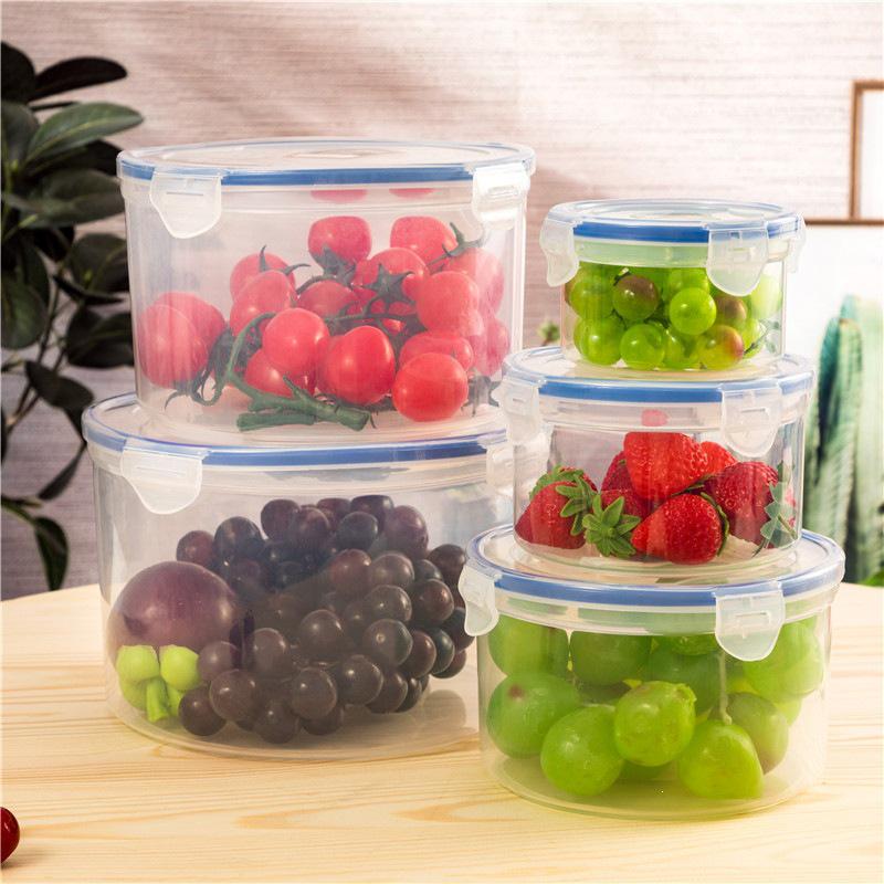Food-Grade Plastic Bento & Lunch Box Set - Sealed, Fresh-Keeping, Round Storage for Fruit & Meals