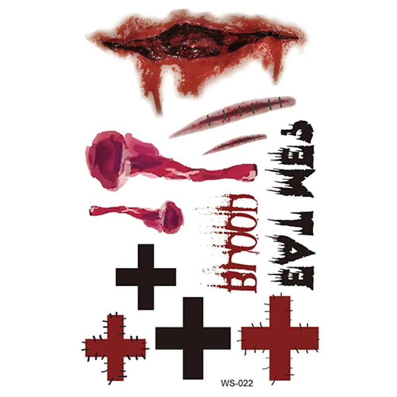 

1-100PCS Halloween Temporary Tattoo Stickers Bloody Wound Scar Waterproof DIY Body Makeup for Party Horror Costume Decoration 1PC