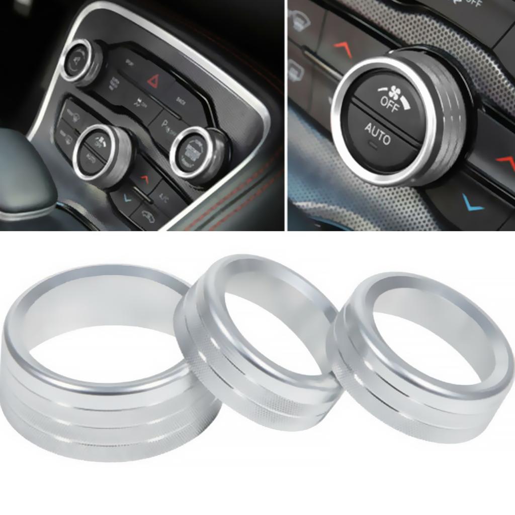 For Dodge Challenger RT SXT 2015-2019 2020 Radio Volume Knob Rings Cover Headlight Control Air Condition Switch Knob Accessories OO1