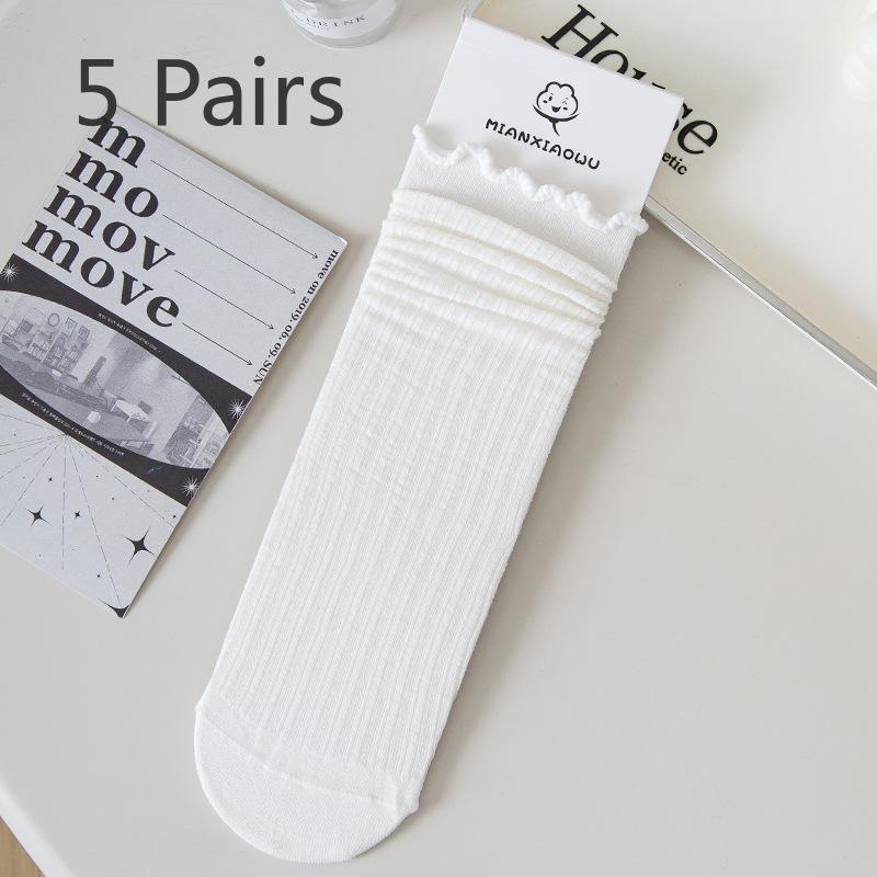 5 Pairs of Women's Summer Thin Deodorizing and Bacteriostatic Tube Stack Socks