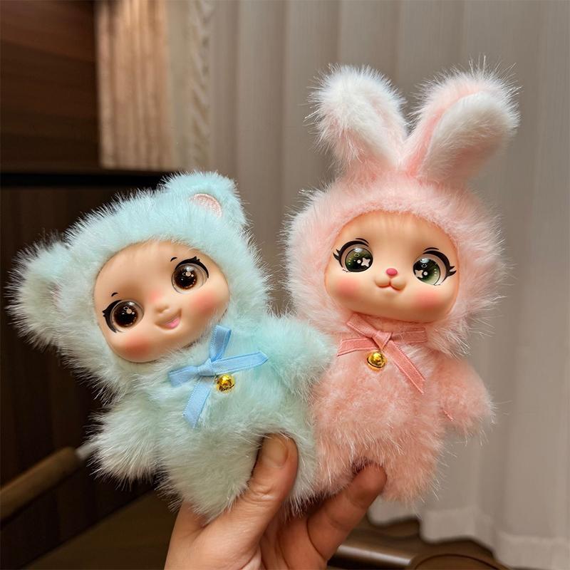 Serie Animali Famiglia Carini Peluche con Faccia in Vinile Bambola Foresta Ciondolo Decorazione Zaino Regali