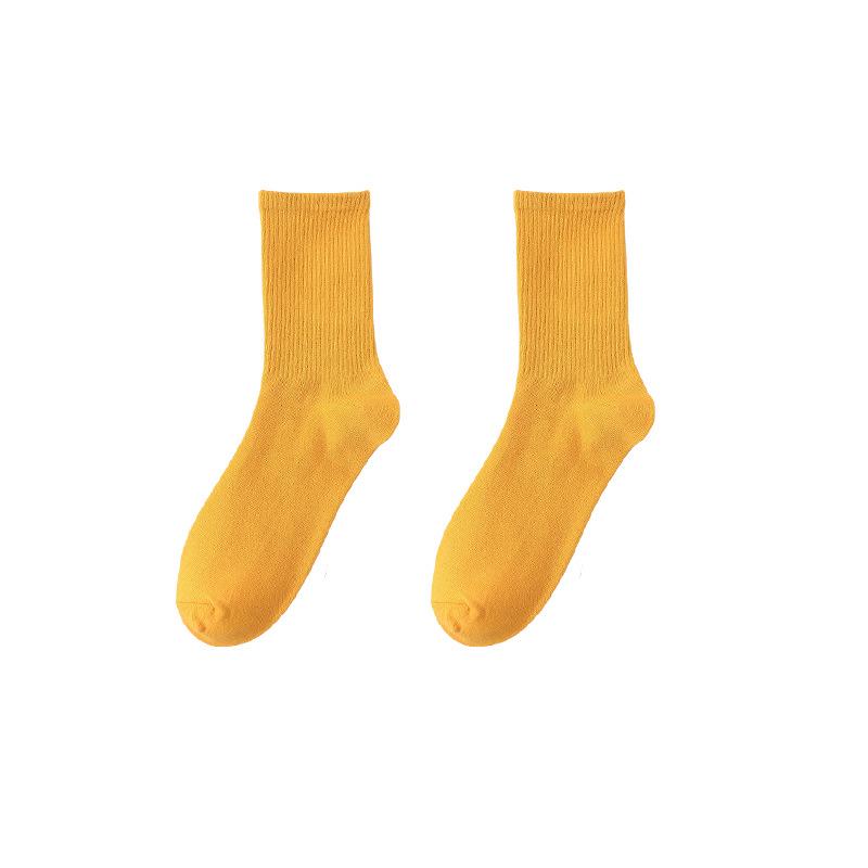 Bonbonfarbene Mid-Calf-Socken: Dünner Stil für Frühling, Sommer & Herbst, Unisex Kniehohe Baumwollsocken, Trendiger Paar-Look Reiner Schwarzer Slouch-Stil.