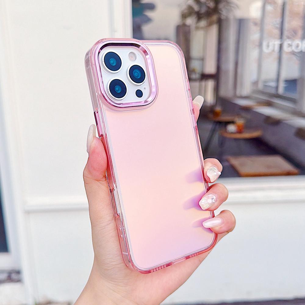 KEYSION Fashion Laser Gradient Colorful Phone Case for iPhone 16 Pro Max Soft TPU+PC Shockproof Back Cover for iPhone 16 Plus