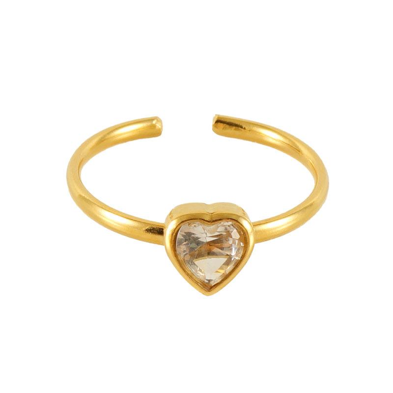

2026 French European and American Colorful Ring Heart-shaped Square Flower Design Ring Titanium Steel 18k Resizable