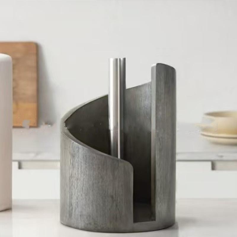 Spiral Wave Wooden Paper Towel Holder, Modern Kitchen Countertop Organizer for Bathroom and Kitchen, Tissue Dispenser Stand