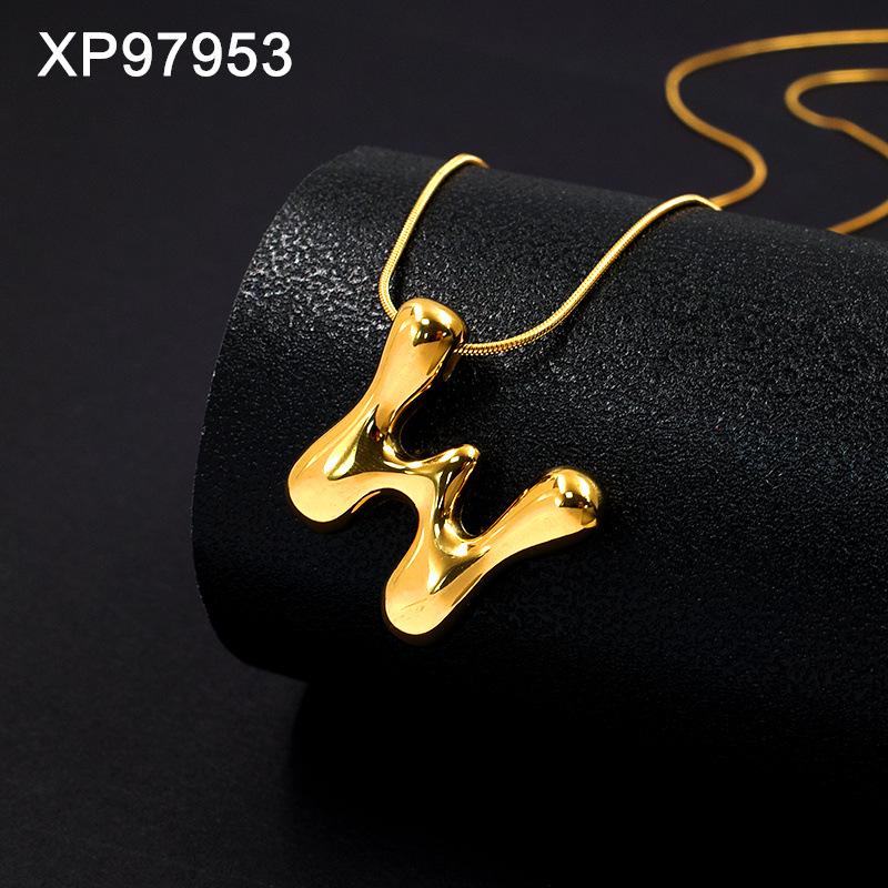 Personalized Gold-Plated Titanium Letter Necklace for Women - Fashionable Clavicle Chain Jewelry