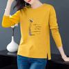 Spring and Autumn Women's Pure Cotton Long-Sleeve Split Round Neck Loose T-Shirt