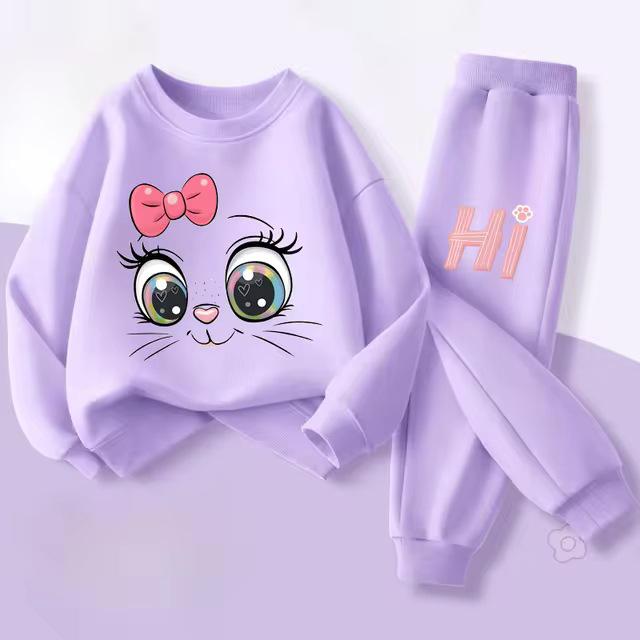 Girls' Spring Hoodie & Long Pants Set - Casual Two-Piece Outfit