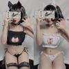 Anime Girl Cute Cat Paw Bell Underwear Temperament Sexy Lingerie Uniform Women Cosplay Cats Hollow Bra Pajamas Outfit Costumes