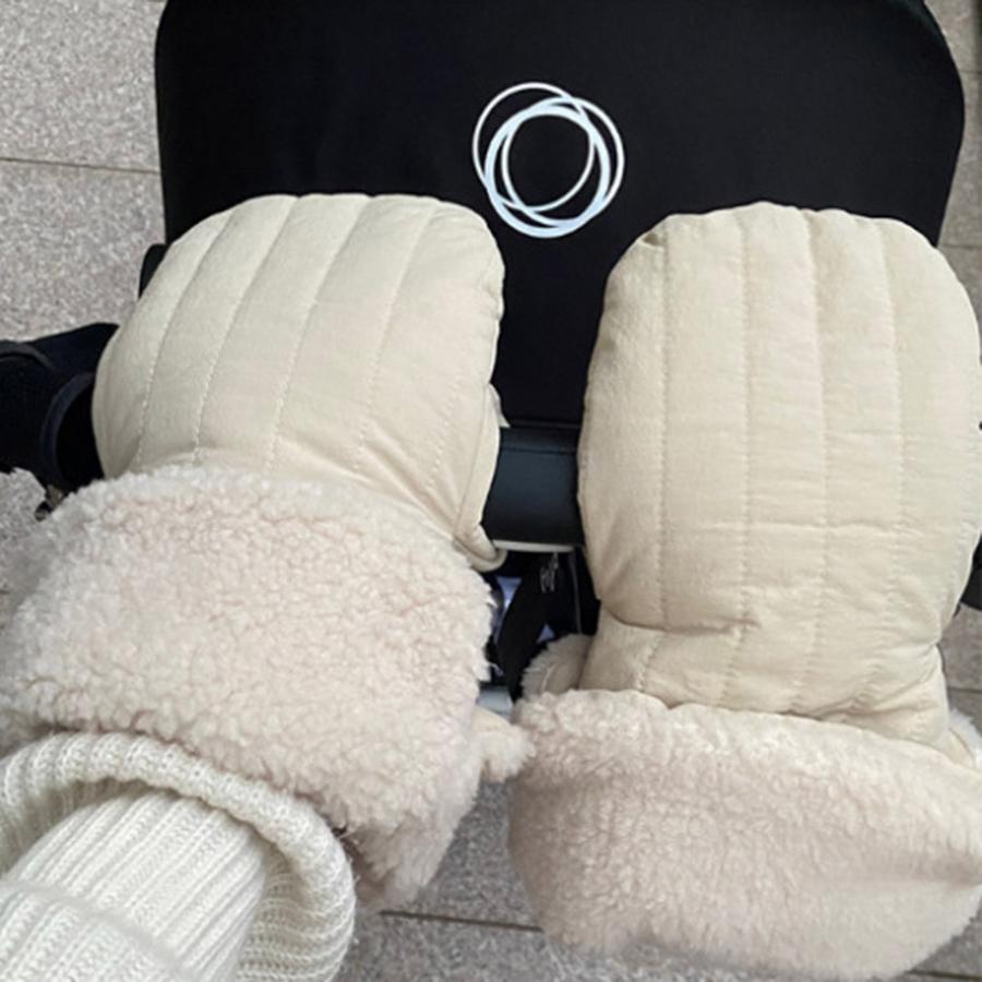 Outdoor Windproof Warm Fleece Lined Baby Stroller Gloves Anti Freeze Children Accessories Baby Carriage Gloves