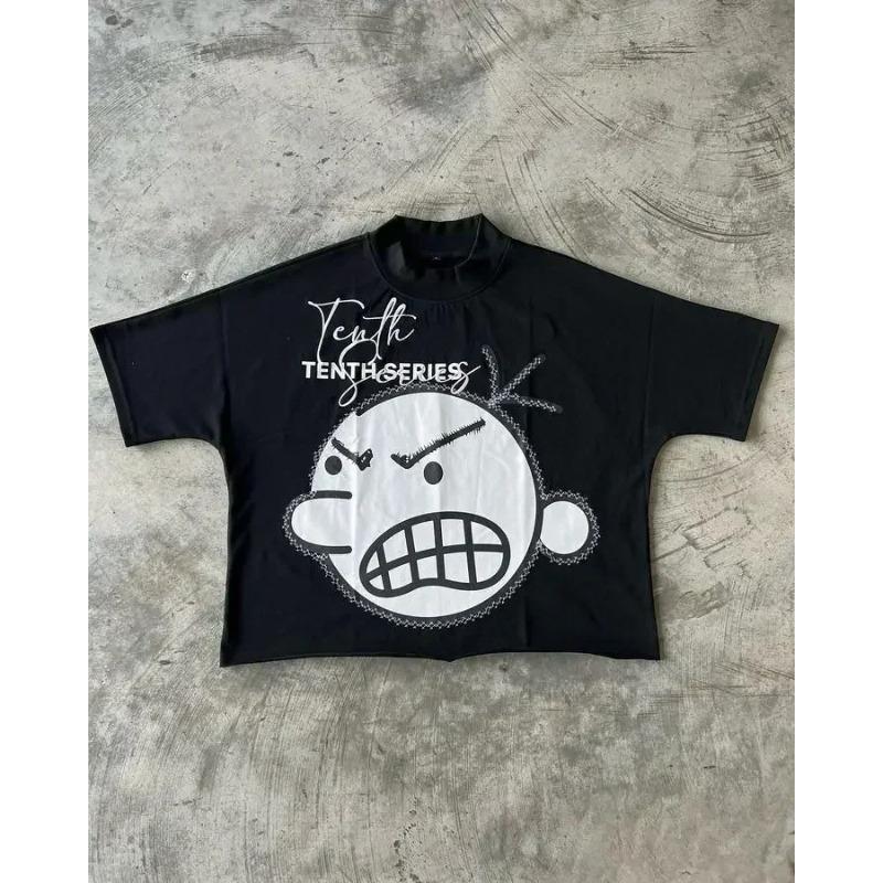 Streetwear Vintage T-Shirts Y2K Kleidung Herren Damen Harajuku Hip Hop Cartoon Grafik Übergroße T-Shirts Baumwolle Kurzarm Tops