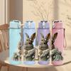 1PC Rabbit With Crown Vintage Print 750ml Color Plastic Sports Water Bottle Leakproof Flip Straw Lid Suitable for Sports Office Home Use