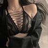New French pure desire sexy suspender lace strap gathering underwear temptation bra heart machine inner suit women