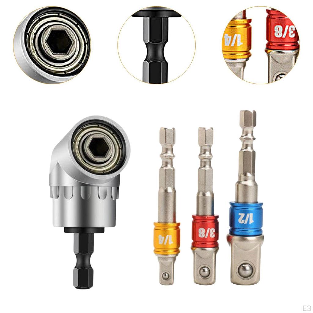Hex Socket Adapter Set 1/4",3/8",1/2"Hex Shank Electric Screwdriver Attachment for Power