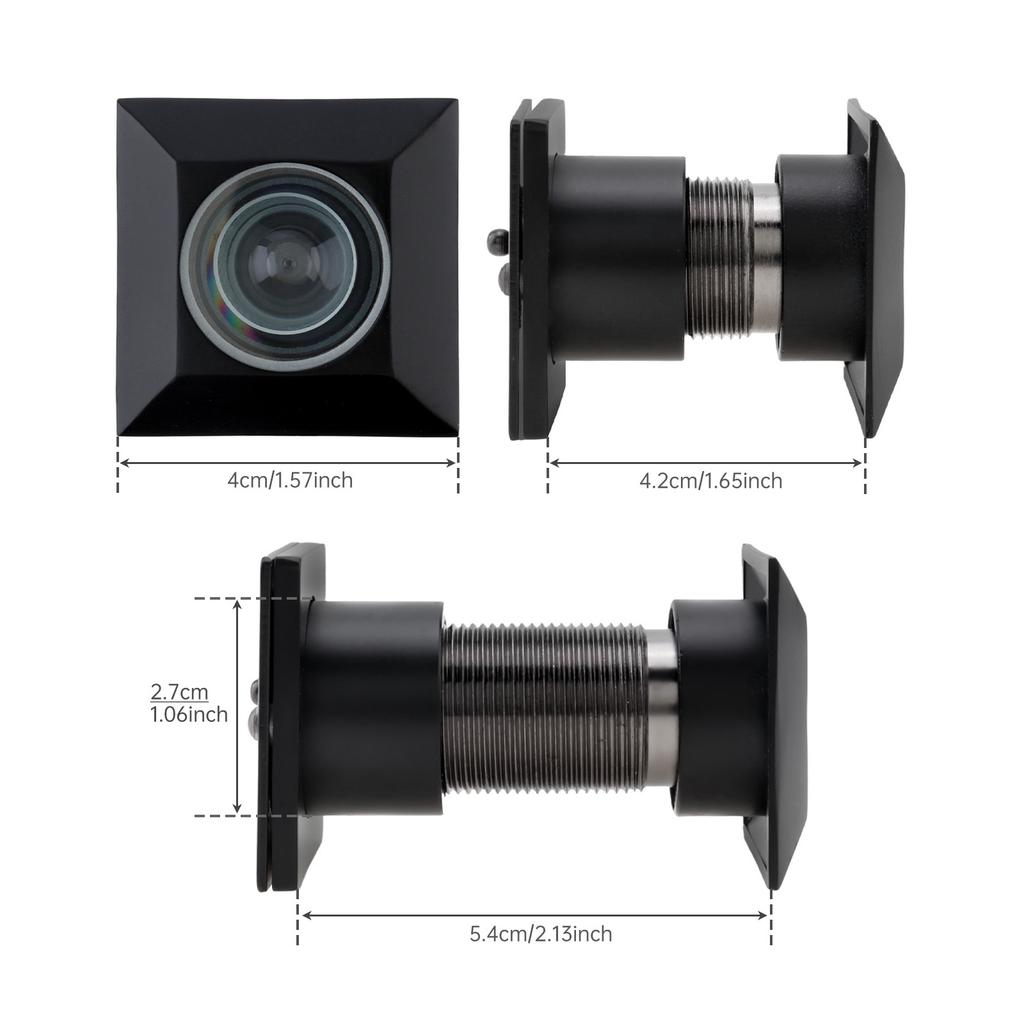 Solid Brass Square 28mm Door Peephole 220 Degree HD Optical Glass Lens Privacy Cover Heavy Duty Universal Fit for 42-54mm Door Thickness