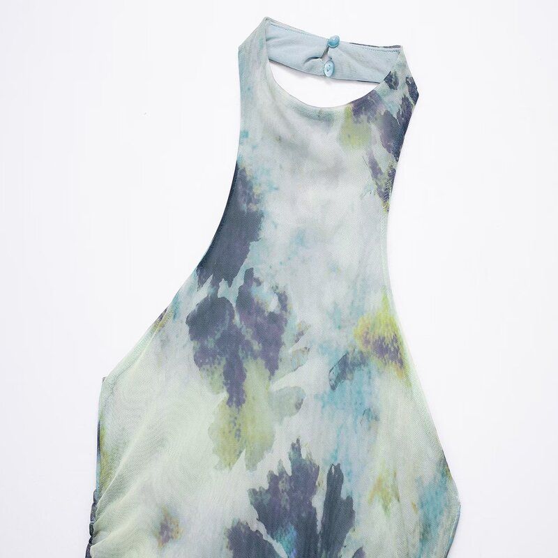 Fashion Style 2024 Spring New Women's Clothing Stylish Backless Print Silk Net Dress 5039476 112