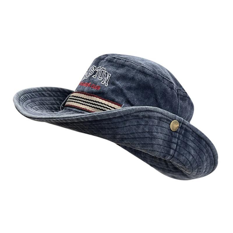Zealous Sole Men's Khaki Summer Bucket Hat Outdoor Washed Cotton Uv Protection Wide Brim Panama Safari Hunting Hiking Hat Adjustable Sunscreen Cap