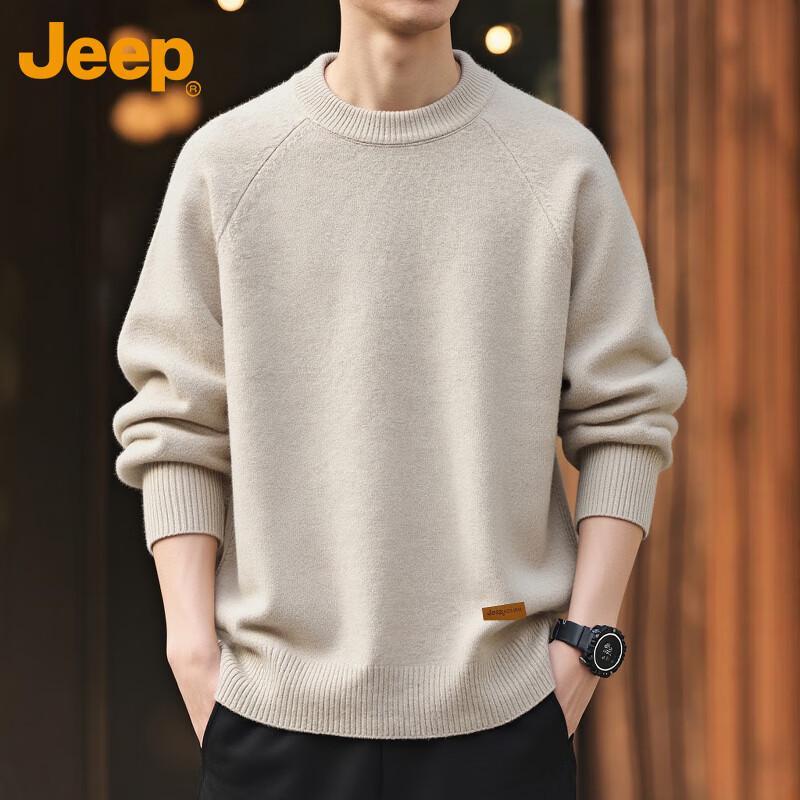 

JEEP Men s Round Neck Thickened Knit Sweater 4XL