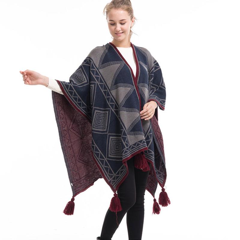 

Imitation Cashmere Women Scarf Winter Plaid Fringed Poncho Female Echarpe Hiver Capa Para Mujer Pashmina Thick Wrap Shawl One Size& 8Y