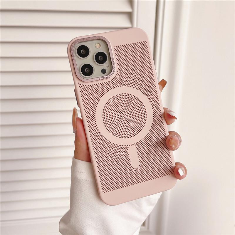 Camera Big Hole Grid Heat Dissipation Magnetic PC Case For iPhone 12 11 Pro Max Non-Slip Anti-fingerprint Back Protector Shell Cover