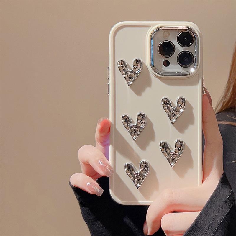 

For Apple 16Pro Electroplated Love Phone Case for IPhone17promax Creative 14 Silicone 13 Soft Women s Model For iPhone 17Promax
