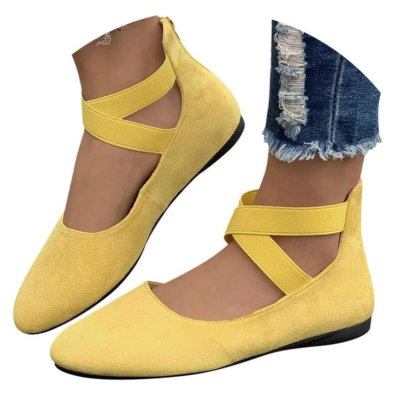Women's Hollow Flock Flat Shoes Round Toe Shallow Thin Soft Sole Shoes Solid Color Casual Shoes Elegant Office Ladies Footwear