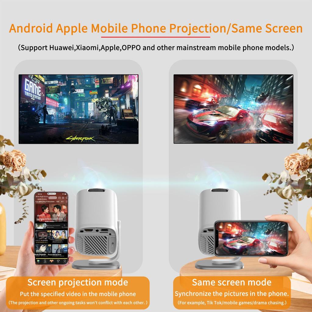 YL05A Portable HY300 Projector: 1080P and 4K Android Smart Support