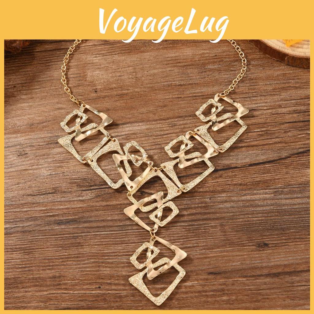Exaggerated Fashion Accessory Geometric Triangle Rectangular Necklace Hollow