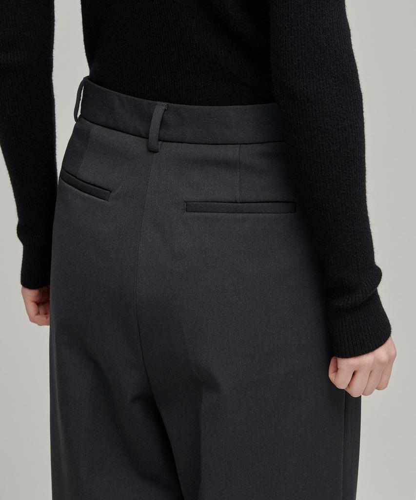 MUSINSA STANDARD WOMAN Women'S Heavyweight Fleece-Lined High-Waisted Wide Hidden Elastic Waist Slacks [Gray]