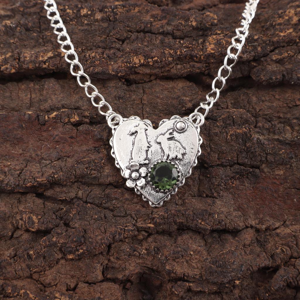 Green Tourmaline Handmade Gemstone Pendant, 925 Solid Sterling Silver Pendant Antique Jewelry, Pendant For Engagement Gift