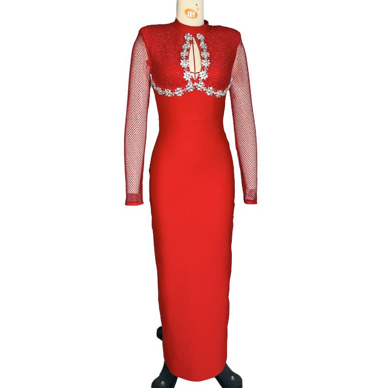 European-American Rhinestone Patchwork Luxury Party Dress