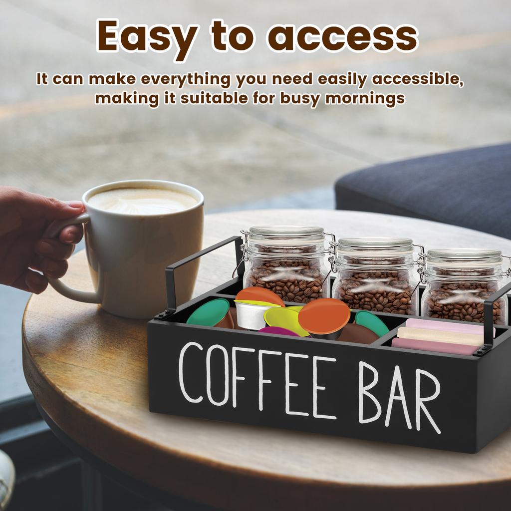 4 Grids Wood Coffee Station Organizer box tea bag Paper Cup Nespresso Dolce Gusto Coffee capsule holder coffee bar accessories