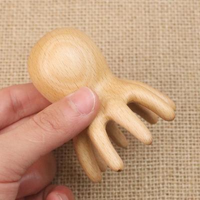 Sandelholz Oktopus Massagekamm Kopf Meridian Schaben Kopfhaut Massagebürste Akupunktur Spa Gua Sha Massagekamm Müdigkeitslinderung