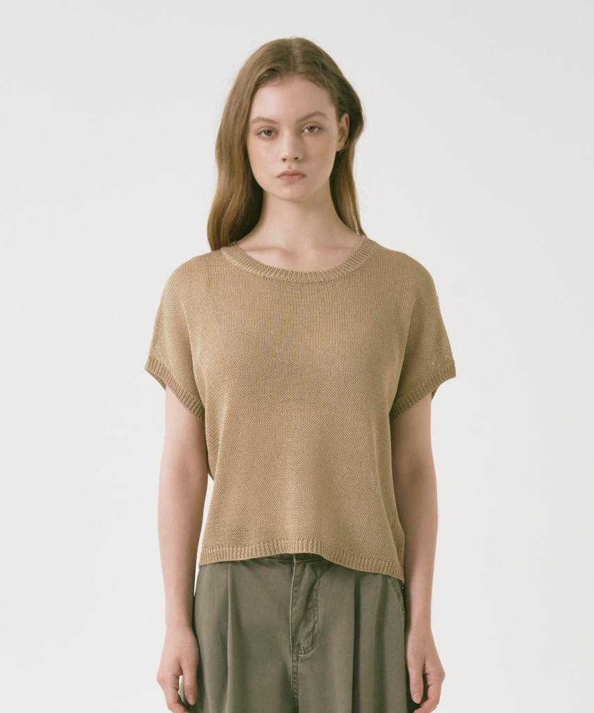 OCCUR Linen Cooling French Summer Knit, Beige