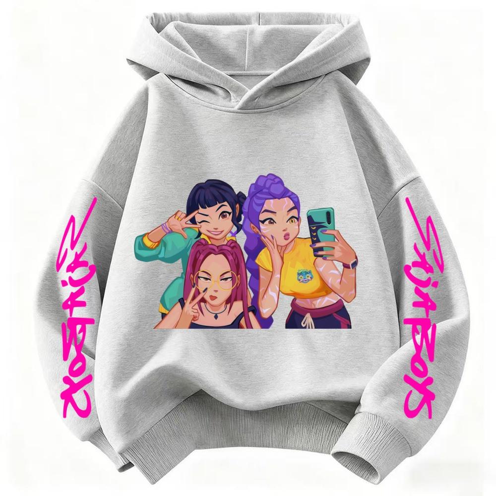 Best Seller Hooded Sweatshirt Cute Prints KPop Demon Hunter Cartoon Children's Fashion WarmTops Casual Cotton Clothing