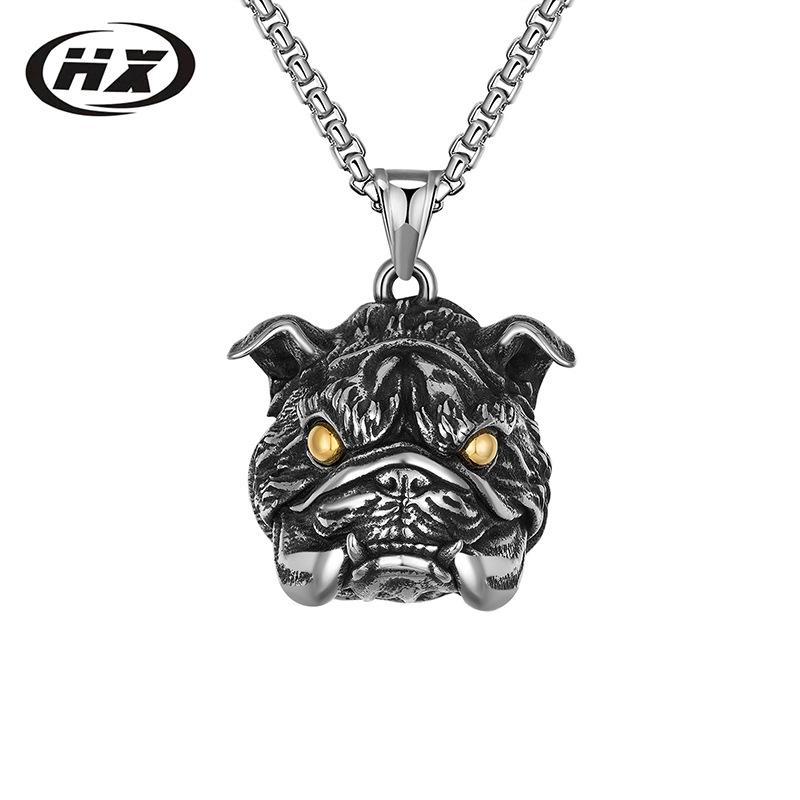 English Bulldog Titanium Steel Men's Pendant Necklace