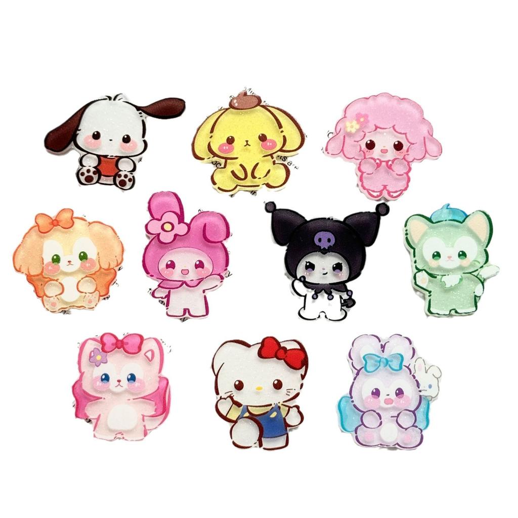 10Pcs New Acrylic Kawaii Cute Cartoon Anime Lamb Sticker Series Clip Book Diy Jewelry Children Gift Hairpin Accessories A108