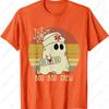 Boo Boo Crew Nurse Halloween Graphic T Shirts Spider Web Woman Men Cotton Tshirt Tops Lovely Ghost Nurse Crewneck T-shirt