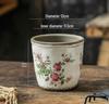 Retro Blue & White Distressed Ceramic Succulent Pot – Simple Decorative Vase for Green Plants & Flowers