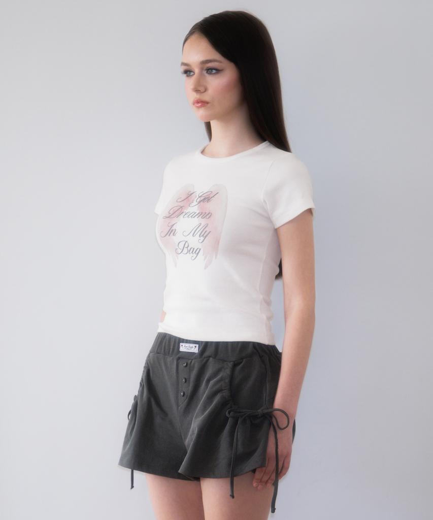 ROSEFRANTZ Angel Wing Lettering T-Shirt [White]