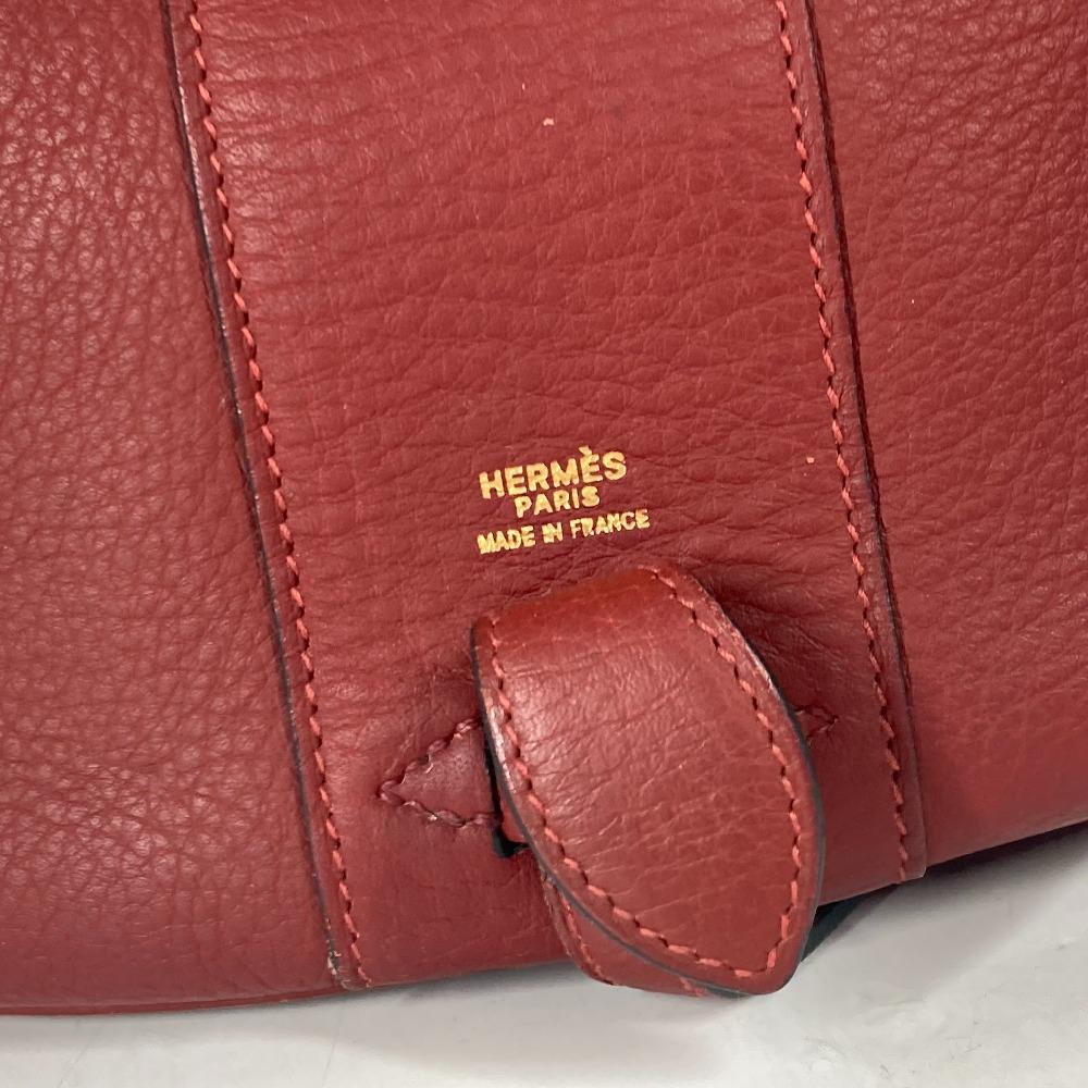 HERMES City Vanity bag Hand Bag Leather Red