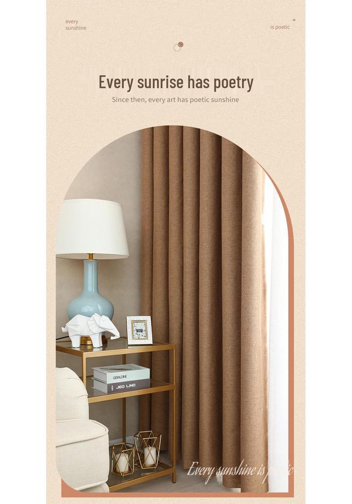Wabi-Sabi Style Linen Blackout Curtain for Office, Living Room, Bedroom – Solid Color, Heat Insulating