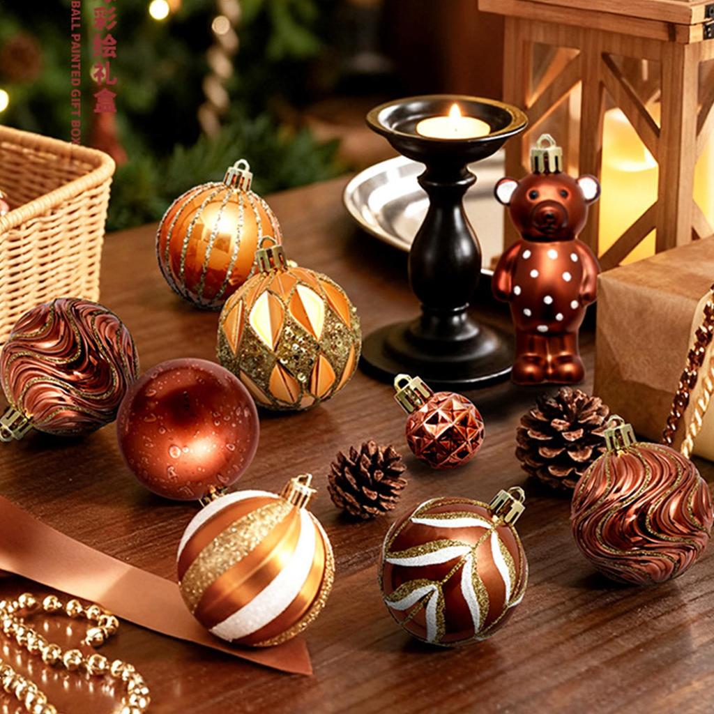 Christmas Tree Balls 46 Pieces Shatterproof Brown Brown Balls Christmas Tree Ornaments For Home Decor Party Indoor Outdoor Wall