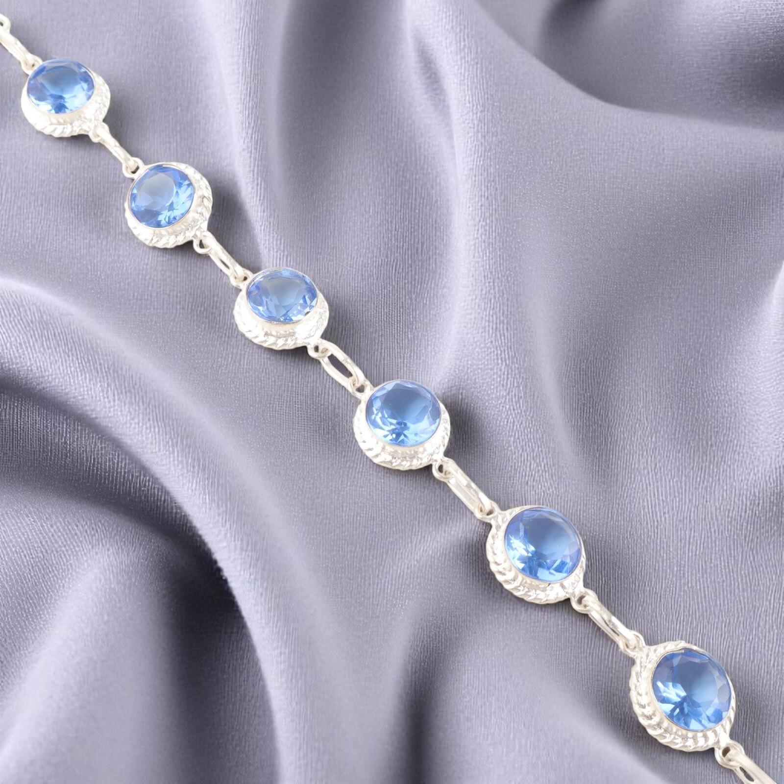 

Натуральный Танзанит Драгоценный Камень 925 Стерлинговое Серебро Ювелирные Изделия Ручной Работы Бохо Браслет 9 RB-8-3