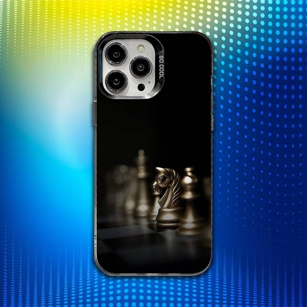 Chess B-Board Phone Case For iPhone 16,15,14,13,12,11,Mini,Pro,SE,MAX White Matte Shockproof Cover