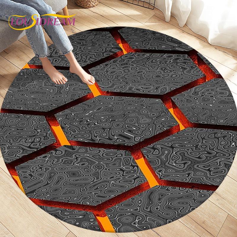 Tappeto per area illusione visiva geometrica astratta 3D Tappeto grande, rotondo per soggiorno, camera da letto, divano, decorazione, tappetino antiscivolo