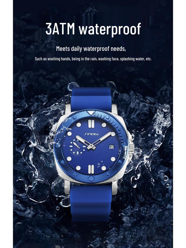 Sinobi Men's Waterproof Quartz Watch with Luminous Silicone Strap - Fashion Sports & Business Wristwatch