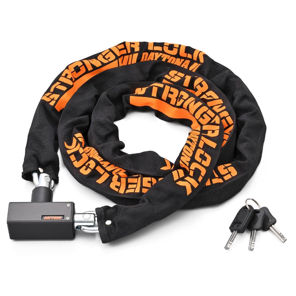 Daytona Motorcycle Chain Steel with LED Light and Stronger Chain Key 48435 Lock, 8mm Alloy, Key, Lock, Type, 2.0m,